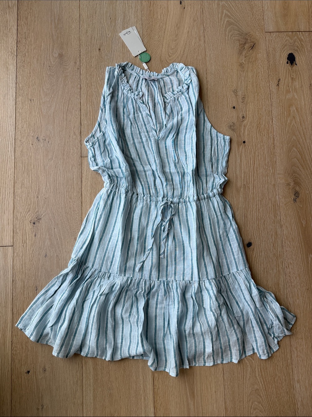 Rails White and Light Blue Striped Sleeveless Dress